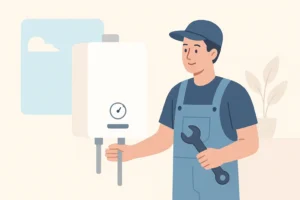 heating engineer replacing a boiler